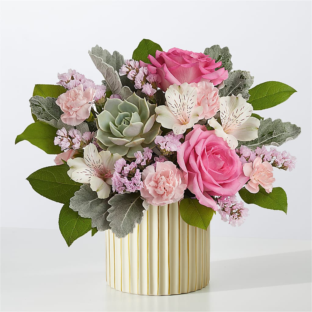Dusty Rose Bouquet with Ivory Vase – BLUEMOON FLORAL & GIFT, Denver CO