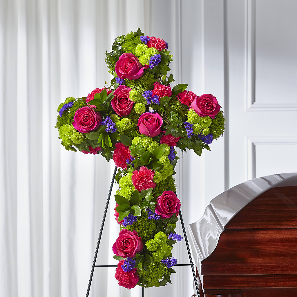 Tribute Rose Floral Cross – BLUEMOON FLORAL & GIFT, Denver CO