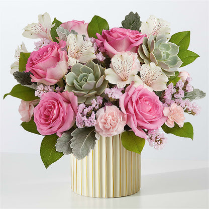 Dusty Rose Bouquet with Ivory Vase – BLUEMOON FLORAL & GIFT, Denver CO