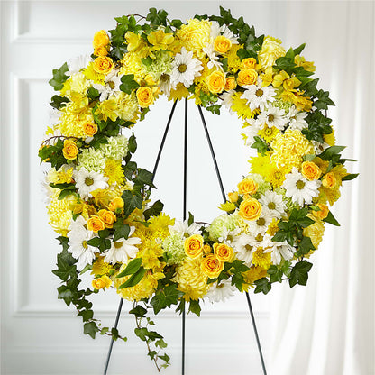 Golden Remembrance Wreath – BLUEMOON FLORAL & GIFT, Denver CO