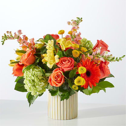 Autumn Sunshine Bouquet with Ivory Vase – BLUEMOON FLORAL & GIFT, Denver CO